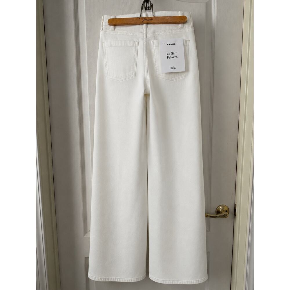 New $298 Frame Le Slim Palazzo Modernist Pocket Jeans Size 29 White Wide Leg - Picture 3 of 8